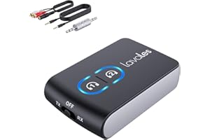 Lavales Ricevitore Trasmettitore Bluetooth 5.3 per Aereo/TV a 2 AirPods/Auricolari, Adattatore Bluetooth per Jack da 3,5 mm in volo, AptX Adattativo/Bassa Latenza… (nera)