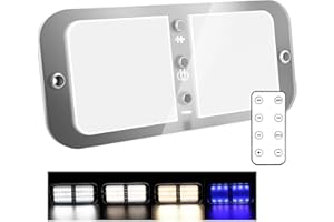 Kriogor 12V LED Ceiling Lights Campervan Lights with Remote and Switch 4 Color Modes, Dimmable 12V Car LED Interior Lighting 72 LEDs 800LM Super Bright for Caravan Camper Motorhome（Universal，1 Pcs）