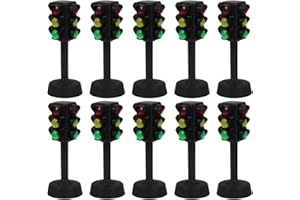 ALIPIS SHINEOFI Traffic Light Toy, Traffic Lights Model Traffic Lamps Kids Early Educational Playset, Pack of 10, Black, 11.6X4.5X4.5CM