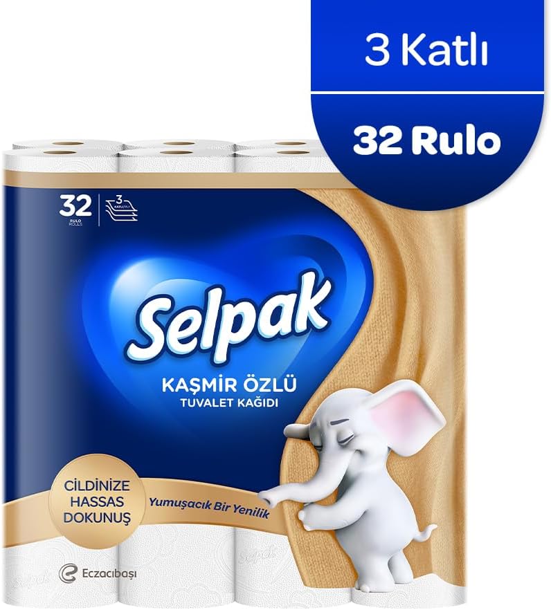 Selpak Kaşmir Katkılı 3 Katlı Tuvalet Kağıdı 32'li