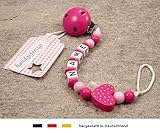 kleinerStorch Baby Schnullerkette mit Wunschnamen – Mädchen Motiv Herz pink - 2