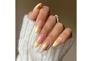 Luvadeyo - 24 unghie finte a mandorla, lunghezza media, da donna e ragazza, in acrilico, con colla