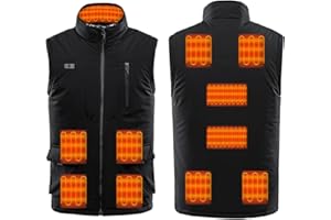 Monave Gilet Riscaldato Uomo,Giubbotto Riscaldato con 11 Elementi Riscaldanti in Fibra di Carbonio 3 Livelli di Temperatura Controllo a Doppio Pulsante per Moto Pesca Attività all'Aperto Nero