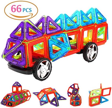 Kaotoer 66 PCS Magnetic Blocks Set Kids Magnetic Toys Construction Building Tiles Blocks for Creativity Educational