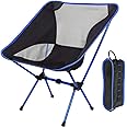 AMERTEER Portable Lightweight Camping Chair, Foldable Backpacking Chair Compact & Heavy Duty, Ultra Durable for Outdoor, Hiking, Beach Travel with Carrying Bag (Dark blue)