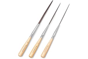 FUUMUUI Pennelli Liner Extra Lunghi - Set di 3 Pennelli Artistici in Pelo di Bue per Riempire gli Angoli, Segnare, Contornare e Rifinire i Bordi | Pennello Rigger, Ideale per Acquerello, Acrilico e Olio