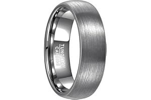 NUNCAD 6/7mm Dome Silver Gold Tungsten Carbide Ring for Men Women Wedding Engagement Promise Band Rings with Brushed Comfort Fit Size J 1/2-Z+3