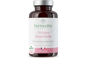 ONAGRE et BOURRACHE | Huiles BIO Première Pression à Froid | 120 Capsules de 500 mg | Hydratation de la Peau en Profondeur | Régulation du Système Hormonal | Label Ecocert | Made in France | Terravita