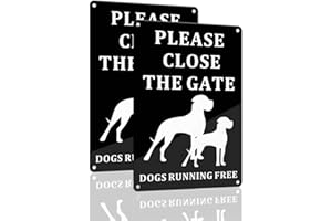 SINMAO Please Close Gate Sign Dogs in Yard Metal A4 Size Vertical Dogs Running Free Sign Rust Free Heavy Duty Aluminum Reflective, UV Protected and Weatherproof - Easy to Mount Black x2