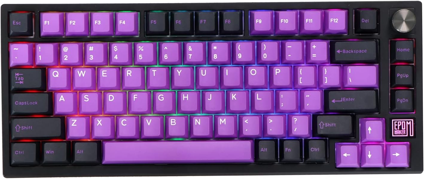 EPOMAKER TH80 SE Junta 75% Teclado Mecánico, NKRO Hot-Swap RGB Triple Modo Teclado Gaming con Poron/Espuma EVA, Programable, 4000mah Batería para E-Sport/Win/Mac(Black Purple, Flamingo Switch)