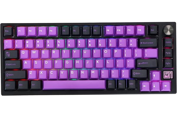 EPOMAKER TH80 SE Junta 75% Teclado Mecánico, NKRO Hot-Swap RGB Triple Modo Teclado Gaming con Poron/Espuma EVA, Programable, 4000mah Batería para E-Sport/Win/Mac(Black Purple, Flamingo Switch)