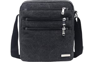 Vohoney Herren-Schultertaschen Umhängetasche Herrentasche Klein Crossbody Bag Handtasche Tasche Umhängen Messenger Bag Handgelenktasche Canvas Vintage Shoulder Bag (Schwarz Herren Umhängetasche)