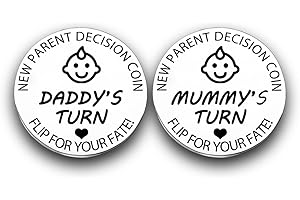 Nimteve Novelty Gift Parent Decision Coin New Parents, Mum and Dad, Flip Coin for Decision Making, New Baby Gift, Mother's Day, Baby Shower Gift, Flip Coin Decision (Silver)