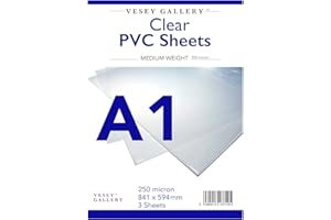 Vesey Gallery® A1 Clear Lightweight Clear Acrylic PVC. 240 Micron. Pack of 10 Sheets. Supplied Flat