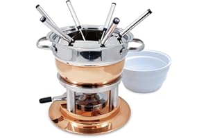 Swissmar F66415 Lausanne Fondue Set 11-Piece, Copper/Stainless Steel, 1.8L, Multi-Purpose Fondue Set for Meat, Cheese and Chocolate, Gift Boxed