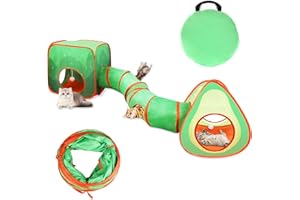 Mfsdai 3 in 1 Katzentunnel Outdoor,Interaktive Katze Spieltunnel katzenlaufrad Faltbare Pop Up Katzenspielzeug Katzenzelt Rascheltunnel für Innen Katze Kaninchen(Grün)