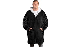 Trekki Oversized Hoodie Decke, Plüsch Flanell Decken Hoodie, Weicher und Warmer Decken Pullover, Übergroße Kuschel Pulli mit Reißverschluss, Oversized Hoodie Herren und Damen, Blanket Hoodie