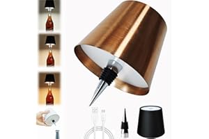Neioaas Wireless Bottle Lamp,2025 New 3 Color Stepless Dimming Wireless Wine Bottle Lamp, USB Rechargeable Touch LED Wine Bottle Lights for Home,Bar,Camping,Travel (Rose Gold,1PC)