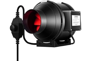 VIVOSUN Rohrventilator 100mm, 323m³/h EC-Motor leiser Rohrlüfter, Abluftventilator mit Geschwindigkeitsregler, R4 Rohrventilator für Growbox, Growzelt und Gewächshaus Hydrokultur