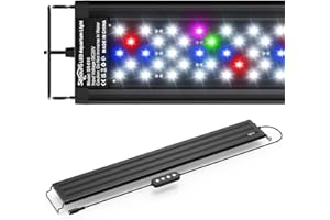 SEAOURA Led Aquarium Light for Plants-Full Spectrum Fish Tank Light with Timer Auto On/Off, Adjustable Brightness, White Blue Red Green Pink LEDs with Extendable Brackets for Freshwater (61-76cm)