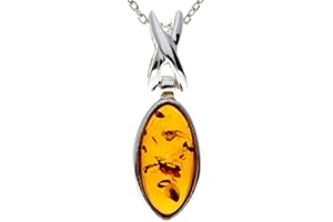 SILVERAMBER JEWELLERY 925 Sterling Silver & Baltic Amber Celtic Designer Pendant GL278