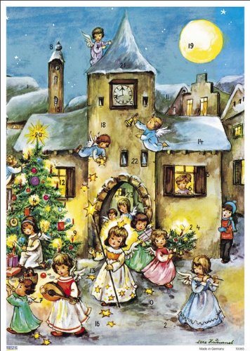 Adventskalender Engel mit Sternenstab A4