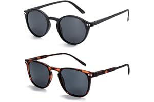 ZENOTTIC 2 Pares Gafas De Sol Polarizadas para Mujer Hombre Retro Redondas Cuadradas Protección UV400 Unisex Gafas de Sol