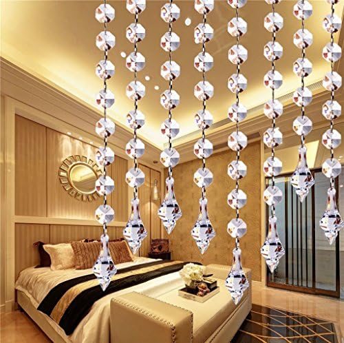 Starsglowing Clear Acrylic Crystal Octagon Bead Garland Strand Curtain with Chrome Connectors - Wedding Crystal Decoration Clear