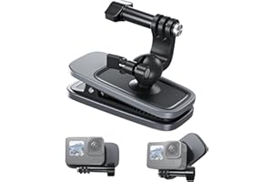 Camnoon - Pinza de correa para mochila para cámara (fijación rápida, ajuste universal con clip giratorio magnético con conector de triple mandíbula para cámara y teléfono móvil, compatible con GoPro