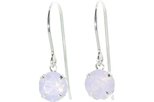 pewterhooter Sparkling Sterling silver drop earrings for Women. Gift box.