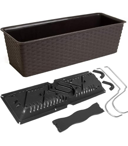 PAFEN 2in1 Set 2x Fioriere Da Balcone Fioriere Effetto Rattan 4x Colori Vaso Da Fiori (antracite - Foto 9