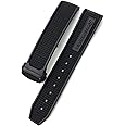 HAODEE For Omega Speedmaster Watch Strap Stainless Steel Deployment Buckle 20mm 21mm 22mm Rubber Silicone Watchband (Color : Black black black, Size : 20mm)