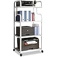 DAYONG 4-Layer Printer Stand with Wheels, Mobile Floor Standing Storage Rack for Office Equipment, Multifunctional Organizer Shelf for Home Office and Workspace (White)