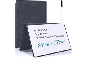 Xiciki Cahier Effaçable A5, 24,2 x 17 cm Tableau Blanc Effacable Portable Effaçable à Sec avec Stylos et Effaceur pour Bureau, L'étude, Mémos - Noir
