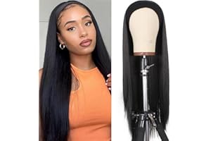 Xtrend 24 Pouces Bandeau Perruque Longue Droite Noir Aucun Lace Front Perruque Sans Colle Bandeau Perruques Aspect Naturel Perruque pour Femmes Usage Quotidien 1B#