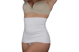 Leedya Fascia Lombare Supporto Schiena Elasticizzata 100% Made In Italy, Pancera Addominale Riscaldante per Mal Di Schiena - Pancera Post Operatoria in lana e cotone (Tg 5/L 91/105 Cm, Bianco)