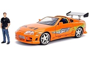 Jada - 30738 - Modèle Rapide et Dangereux DieCast Toyota Supra avec Figura de Brian Fast and Furious - Orange - Echelle 1/24 20cm