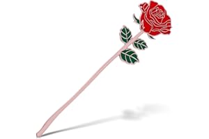 Bewudy Prezent z czerwoną różą, metalowy uchwyt na strony książki dla miłośników czytania, prezent doceniający nauczyciela, walentynki, Dzień Matki, Boże Narodzenie, prezent urodzinowy dla kobiet