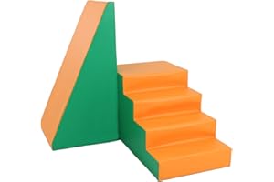 ‎IGLU SOFT PLAY IGLU Rutsche Set XXL Softbausteine Schaumstoffbausteine Riesenbausteine (grün/orange)