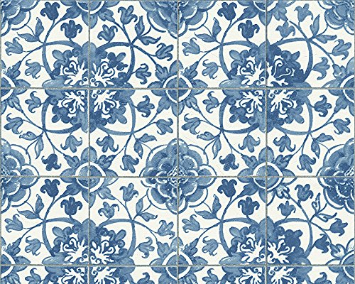 A.S. Création Tapete Faro 4, Mustertapete in Fliesenoptik, blau, weiß, 962471