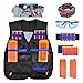 Produktbild Kinder Taktische Weste Jacke Kit für Nerf Guns N-Strike Elite Zubehör mit 20er Schaum Darts + Schutzbrille +2er Clip Magazine für 12 Darts + Handgelenk Band + Gesichtsmaske,Perfektes Geschenk für Jungen Nerf Schlacht Spiel