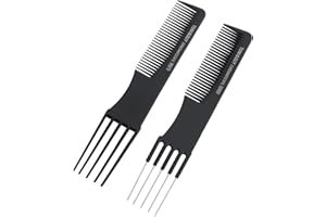 Bohrma 2 Piece Hair Styling Combs Peine Peluquero Profesional Peine de Mango Peine Toupier Peine Negro Peine de Mango Peluquero Accesorios de Peluquería Equipo Herramientas de Peluquería