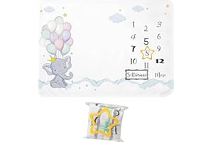 Adeiva Store Coperta Mesi Neonato in ITALIANO Elefantino 140 x 100 cm Unisex