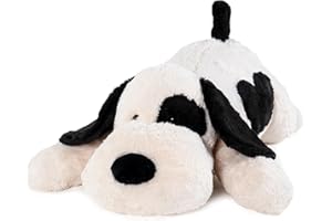 Lsoar Black White Dog Weighted Plush for Anxiety, Weighted Anxiety Animal, Cute Plush Toys Gifts for Kids & Adults (32" 6.5 lbs)