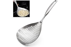 KOKSI Skimmer Slotted Spoon, Stainless Steel Mesh Sieve Scoop Colander for Draining, Frying, Ladle Skimmer Spoon Spider Strainer for Cooking, Frying