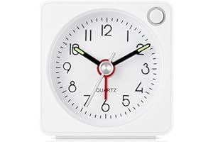 JISILE Réveil analogique, réveil de Voyage analogique Classique avec Fonction Snooze et lumière, Mini réveil, Taille compacte, réveil sans tic-tac, Mouvement à Quartz Silencieux