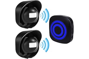 Vegena Sonnette De Porte, Détecteur De Passage, Sonnette De Porte avec Détecteur De Mouvement, 38 Sonneries & Flash LED, pour Maison/Usines/Garage(1 Récepteur Et 2 Capteurs)