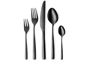 Targzier Schwarz Besteck Set 6 Personen, 30-teilig Edelstahl Besteck Schwarz, Schwarzes Besteck Set mit Messer Gabel Löffel, Hochwertiges Edelstahlbesteck, Spülmaschinenfest.