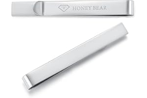 Honey Bear Clip Pasador de corbata -Talla normal Para Hombre Necktie, Acero inoxidable,Boda Negocio Regalo,5.4cm