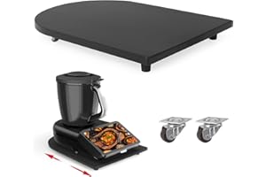 ‎CBJEHIFEY Bambus Gleitbrett für Thermomix TM7 mit 360° Rollen, Müheloses Verschieben des TM7 Hochwertiger Rollbrett Zubehör mit Rutschfest Gummifüße, Sicheren Stand Schwarz